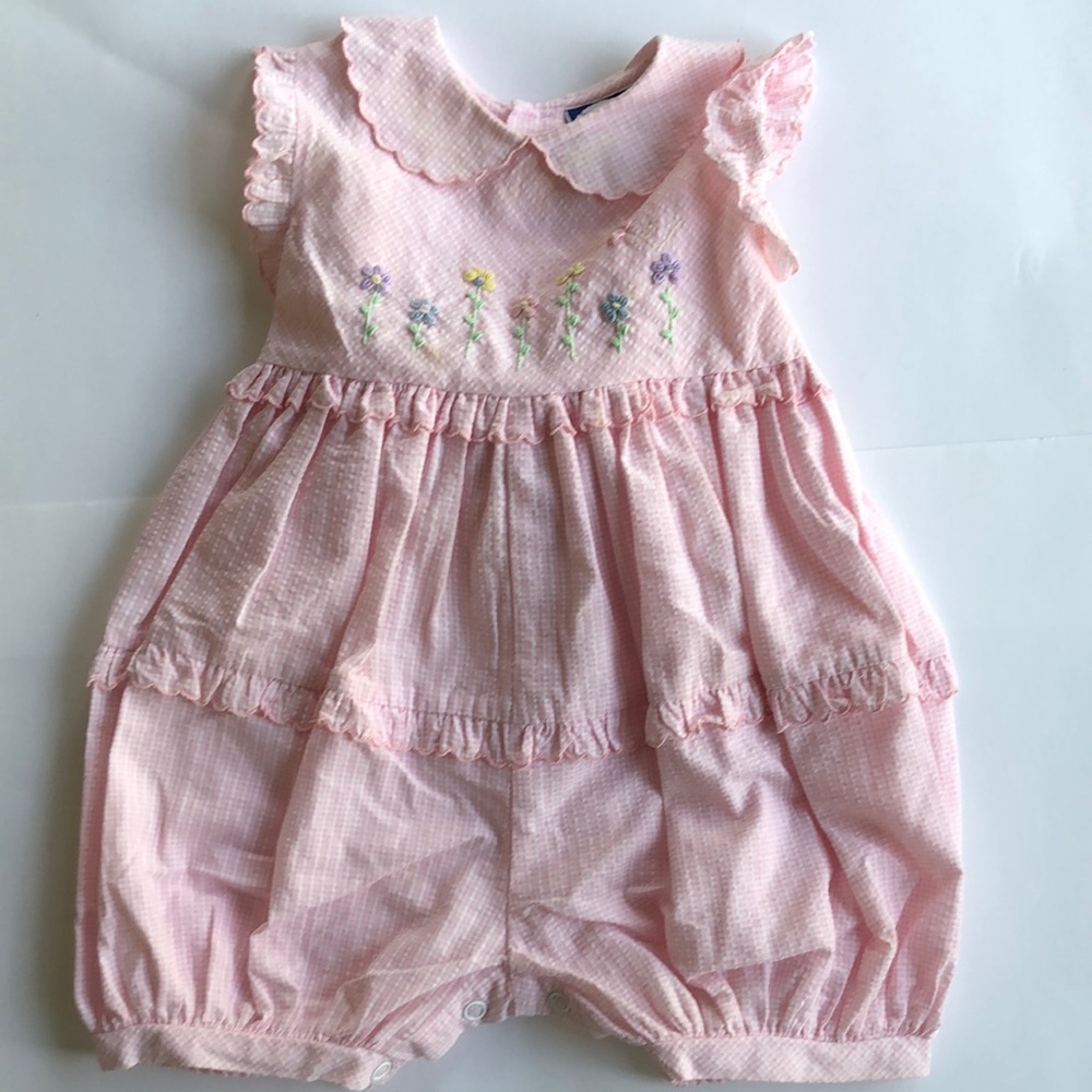 Carriage Boutique Pink Gingham Baby Romper Size 12 Months
